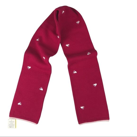 Lands End Scarf Knit Burgundy With Embroidered White Snow Skate Kids - Picture 2 of 6